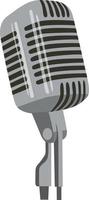 Mikrofon Retro-Gesangsfunkausrüstungsvektor. Audiomikrofon für das Online-Studio des Moderators oder die Karaoke-Bar. Chrom-Silber-Farbkonzept-Vorlage vektor