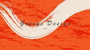 minimal abstrakt vit stänk borsta i orange grunge ram textur bakgrund vektor