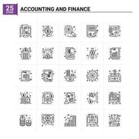 25 Symbolsatz für Buchhaltung und Finanzen. Vektor-Hintergrund vektor