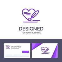 kreativ företag kort och logotyp mall penna kärlek hjärta bröllop vektor illustration