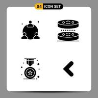 4 svart ikon packa glyf symboler tecken för mottaglig mönster på vit bakgrund. 4 ikoner uppsättning. vektor