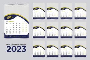 2023 Kalendervorlage, monatlicher Wandkalender, Frohes neues Jahr Wandkalender vektor