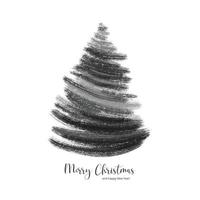 hand dragen jul träd på vit bakgrund vektor