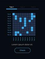 verstreute quadrate diagramm ui-elementvorlage. bearbeitbare isolierte Vektor-Dashboard-Komponente. flache Benutzeroberfläche. visuelle Datenpräsentation. Webdesign-Widget für mobile Anwendung mit dunklem Thema vektor