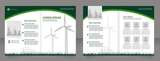 windkraftgeneratoren bifold broschürenvorlagendesign. nachhaltige Energiepflanze. halbgefaltetes broschürenmodellset mit kopierraum für text. bearbeitbare 2-seitige Broschüren aus Papier vektor