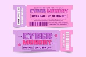 Cyber-Monday-Gutschein- oder Coupon-Designvorlagen können einfach angepasst werden vektor