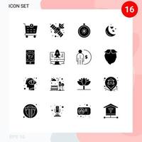 uppsättning av 16 modern ui ikoner symboler tecken för teknologi telefon navigering streckkod kärlek redigerbar vektor design element