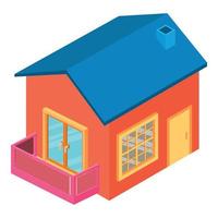 modern hus ikon isometrisk vektor. ett berättelse hus med utomhus- balkong ikon vektor