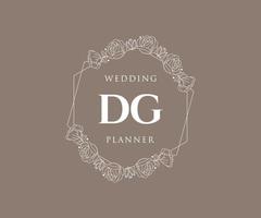 dg initialen brief hochzeitsmonogramm logos sammlung, handgezeichnete moderne minimalistische und florale vorlagen für einladungskarten, save the date, elegante identität für restaurant, boutique, café im vektor