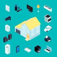 isometrisches Smart Home Icon Set vektor