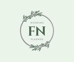 fn initialen brief hochzeitsmonogramm logos sammlung, handgezeichnete moderne minimalistische und florale vorlagen für einladungskarten, save the date, elegante identität für restaurant, boutique, café im vektor