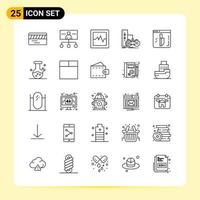 25 kreativ ikoner för modern hemsida design och mottaglig mobil appar 25 översikt symboler tecken på vit bakgrund 25 ikon packa vektor