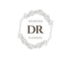 dr initialen brief hochzeit monogramm logos sammlung, handgezeichnete moderne minimalistische und florale vorlagen für einladungskarten, save the date, elegante identität für restaurant, boutique, café im vektor