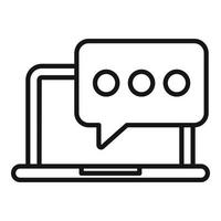 Laptop-Chat-Symbol Umrissvektor. Kunden anrufen vektor