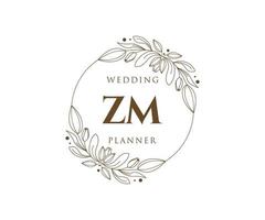 zm initialen brief hochzeitsmonogramm logos sammlung, handgezeichnete moderne minimalistische und florale vorlagen für einladungskarten, save the date, elegante identität für restaurant, boutique, café im vektor