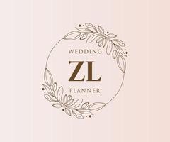 zl initialen brief hochzeitsmonogramm logos sammlung, handgezeichnete moderne minimalistische und florale vorlagen für einladungskarten, save the date, elegante identität für restaurant, boutique, café im vektor