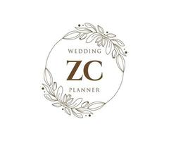 zc initialen brief hochzeitsmonogramm logos sammlung, handgezeichnete moderne minimalistische und florale vorlagen für einladungskarten, save the date, elegante identität für restaurant, boutique, café im vektor