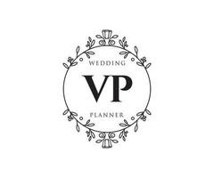 vp initialen brief hochzeitsmonogramm logos sammlung, handgezeichnete moderne minimalistische und florale vorlagen für einladungskarten, save the date, elegante identität für restaurant, boutique, café im vektor