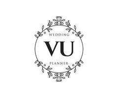 vu initialen brief hochzeitsmonogramm logos sammlung, handgezeichnete moderne minimalistische und florale vorlagen für einladungskarten, save the date, elegante identität für restaurant, boutique, café im vektor