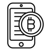 Symbol Umrissvektor für Telefonfinanzen. Krypto-Bitcoin vektor