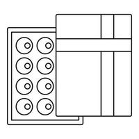 Pralinen im Kastensymbol, Umrissstil vektor