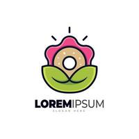 Blumen-Donuts-Logo-Vorlage. kombiniert das Donuts- und Blumen-Icon-Konzept vektor