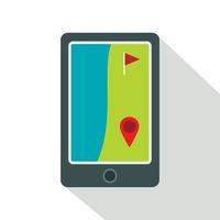 Golfplatz auf einem Tablet-Bildschirm-Symbol, flacher Stil vektor