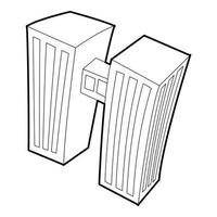 dubbel- byggnad ikon, översikt stil vektor
