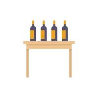 Weinflaschen auf Tischsymbol flach isolierter Vektor