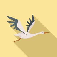 Fliegenstorch-Symbol flacher Vektor. weißer Vogel vektor