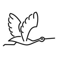 Reiher Storch Symbol Umrissvektor. Flugvogel vektor