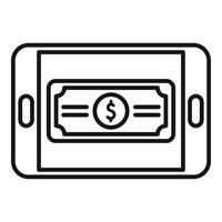 Umrissvektor für mobile Zahlungssymbole. Geld zahlen vektor