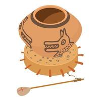 isometrischer vektor der indischen kulturikone. traditionelle indische Keramik und Rahmentrommel