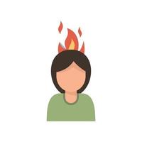 kvinna i brand ikon platt isolerat vektor