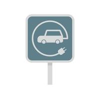 Elektroauto Straßenschild Symbol flach isoliert Vektor