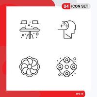 4 kreative Symbole moderne Zeichen und Symbole von Schreibtisch Blumentisch Mann Menschen editierbare Vektordesign-Elemente vektor