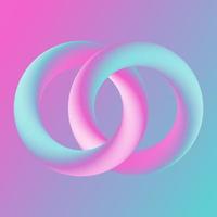 3D abstrakter Hintergrund mit Farbverlauf. zwei Ringe. blaue und rosa Kreise. Banner, Plakat. Vektor-Illustration. vektor