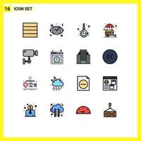 uppsättning av 16 modern ui ikoner symboler tecken för säkerhet kam Smycken affär stå redigerbar kreativ vektor design element