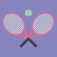 tennis racket med en tennis boll på en tennis domstol isolerat på lila bakgrund. vektor och illustration.