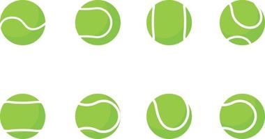 Vektor grüne Tennisball-Sammlung. Tennisball-Set isoliert auf weißem Hintergrund