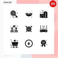 9 tematiska vektor fast glyfer och redigerbar symboler av betald artiklar betald låda partnerskap avtal redigerbar vektor design element