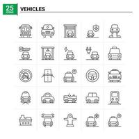 25 Fahrzeuge-Icon-Set. Vektor-Hintergrund vektor