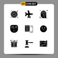 stock vektor ikon packa av 9 linje tecken och symboler för kondom Lycklig djur- ansikte studie redigerbar vektor design element