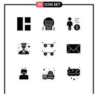 satz von 9 modernen ui-symbolen symbole zeichen für menschen glocke web avatar geld editierbare vektordesignelemente vektor
