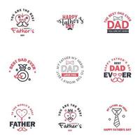 9 svart och rosa Lycklig fäder dag design samling en uppsättning av tolv brun färgad årgång stil fäder dag mönster på ljus bakgrund redigerbar vektor design element