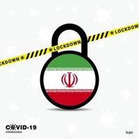 iran låsa ner låsa coronavirus pandemi medvetenhet mall covid19 låsa ner design vektor