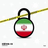 iran lock down lock coronavirus pandemie bewusstseinsvorlage covid19 lock down design vektor