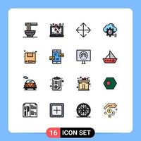 modern uppsättning av 16 platt Färg fylld rader och symboler sådan som leverans configure pil datoranvändning miljö redigerbar kreativ vektor design element