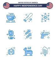 Happy Independence Day Pack mit 9 Blues-Zeichen und Symbolen für Fire Plent Men Usa-Blume editierbare Usa-Tag-Vektordesign-Elemente vektor