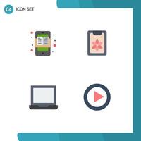 4 tematiska vektor platt ikoner och redigerbar symboler av utbildning dator e Urklipp bärbar dator redigerbar vektor design element